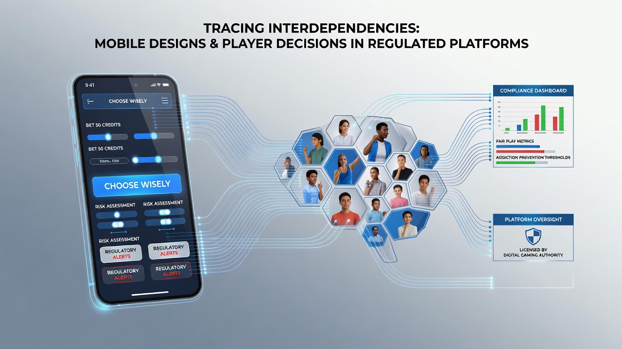 Mobile app interface showing casino game layouts with decision prompts on a smartphone screen