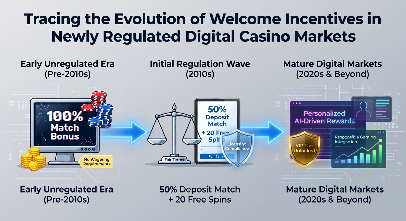 Digital casino interface showing welcome bonus promotions and registration flow