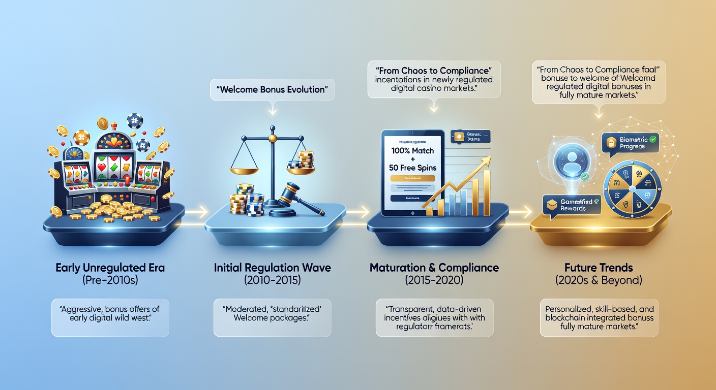 Timeline graphic illustrating changes in casino bonus structures from 2018 through 2026